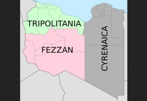 map of Libya regions (Cyrenaica, Tripolitania, Fezzan)